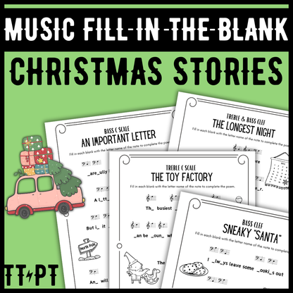 Christmas Fill-in-the-Blank Note Naming Stories