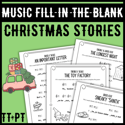 Christmas Fill-in-the-Blank Note Naming Stories
