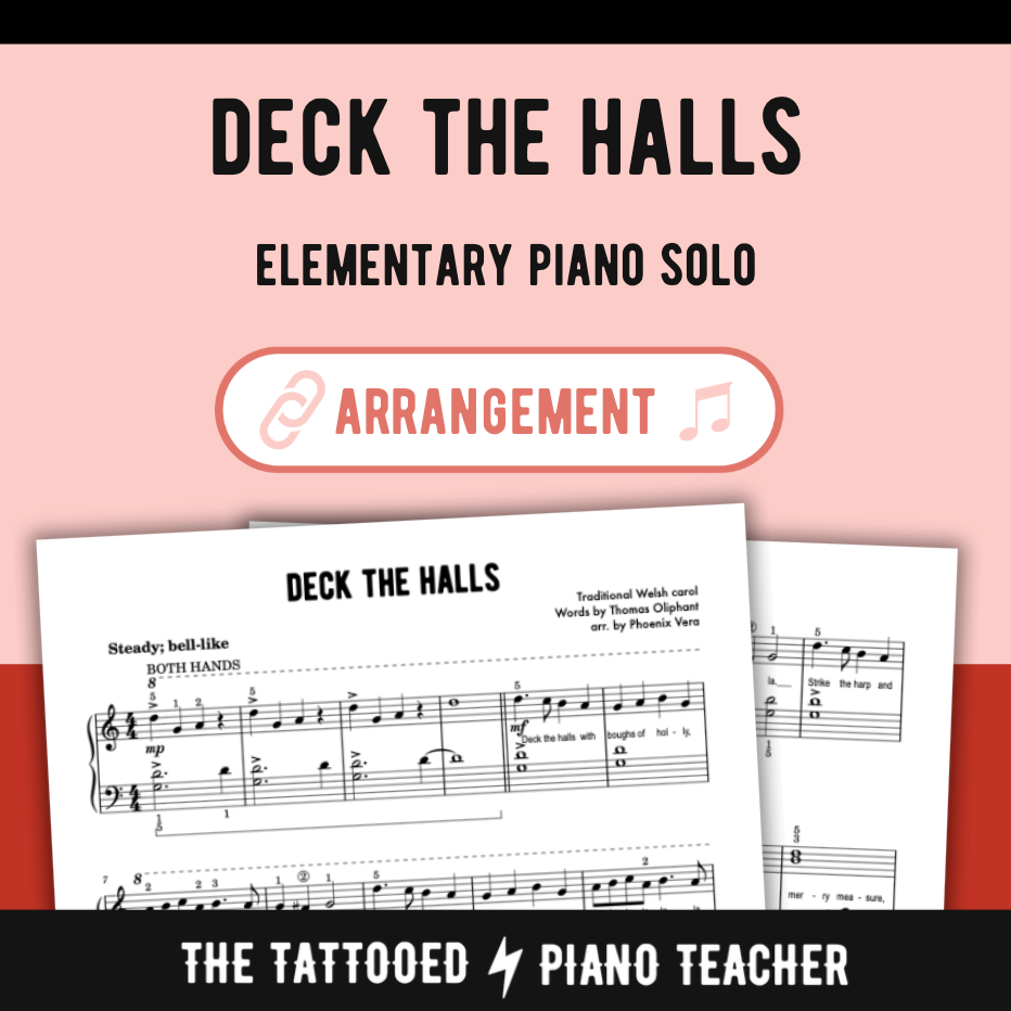 Deck the Halls - Elementary Piano Solo Sheet Music (Level 1-2 Christmas)