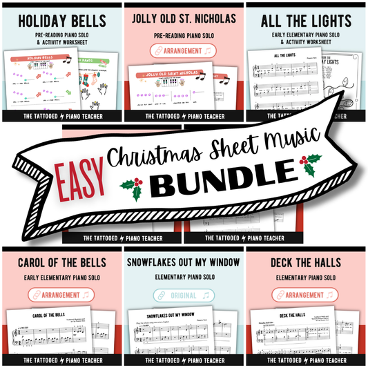 Beginner Christmas Piano Sheet Music Bundle – Pre-Reading to Early Elementary