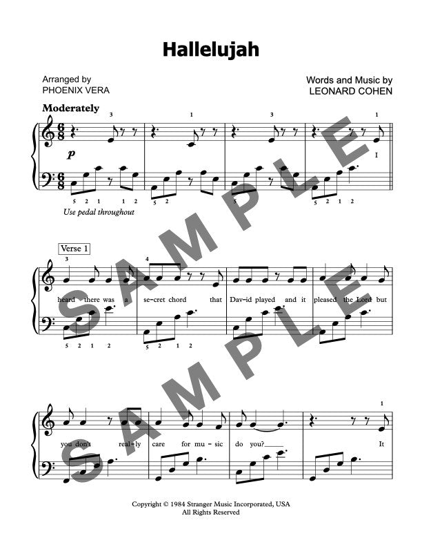 Hallelujah [Early Intermediate] by Leonard Cohen - Piano Solo Sheet Music