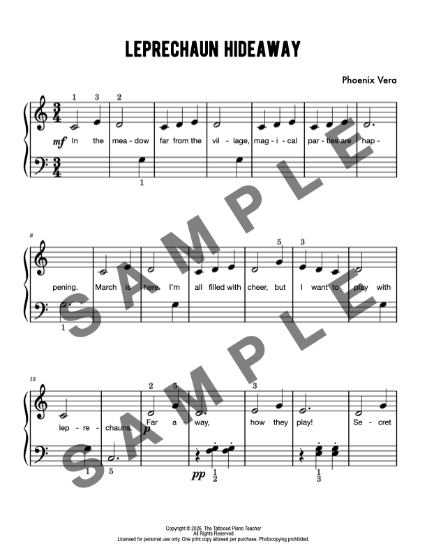 Leprechaun Hideaway - Irish Early Elementary Piano Solo Sheet Music
