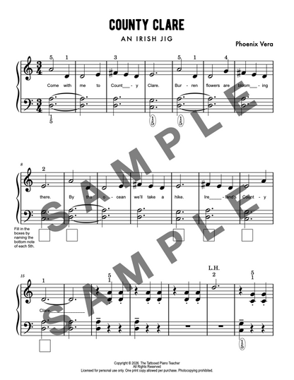 County Clare - Irish Jig Elementary Piano Solo Sheet Music