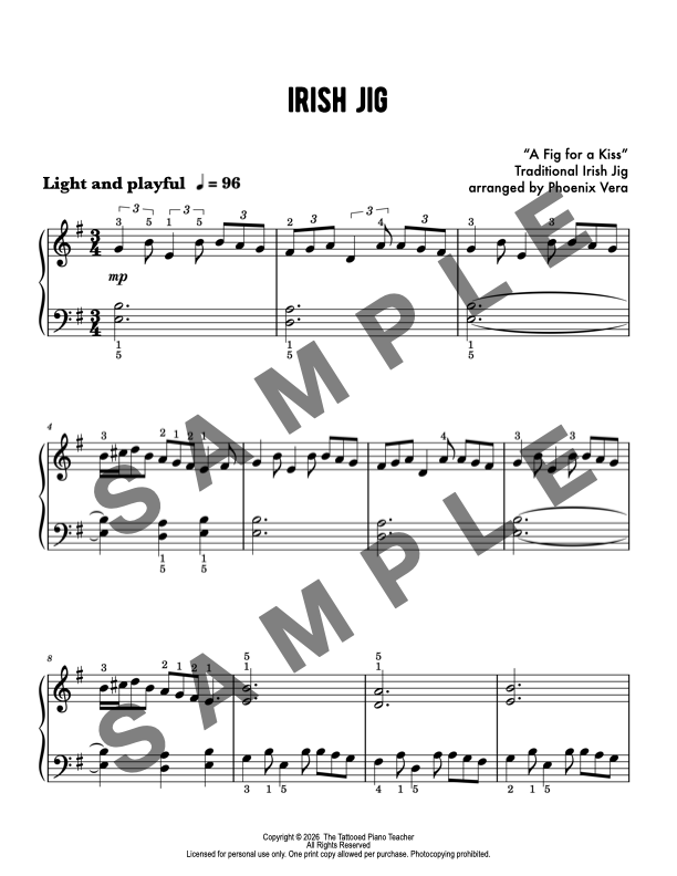 Irish Jig - Late Elementary Piano Solo Sheet Music