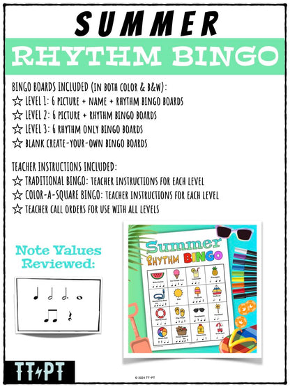 Summer Rhythm Bingo