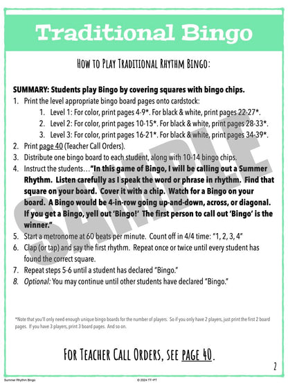 Summer Rhythm Bingo