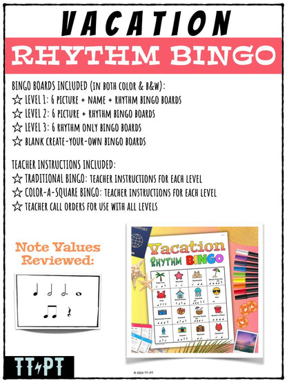 Vacation Rhythm Bingo