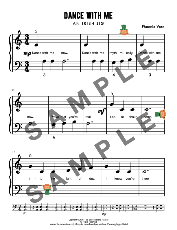 Dance With Me - Irish Jig Early Elementary Piano Solo Sheet Music