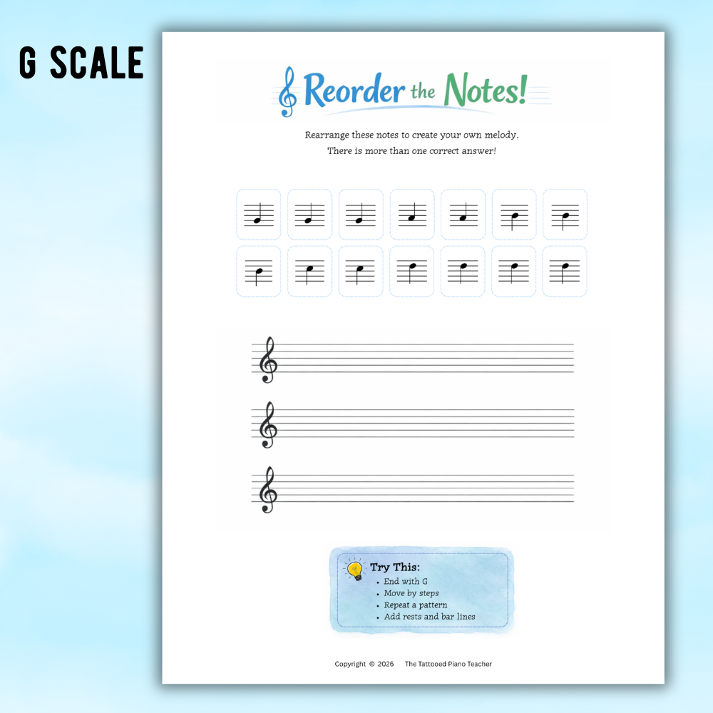 Reorder the Notes Free Composition Activity
