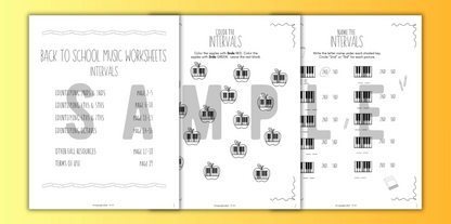 Back to School INTERVALS Music Worksheets