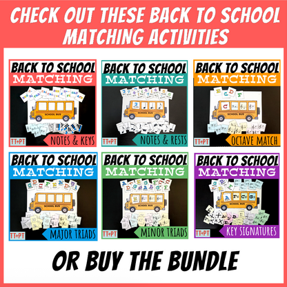 Back to School Bus Matching 1: Keys & Notes