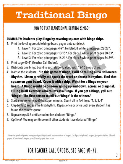 Halloween Rhythm Bingo