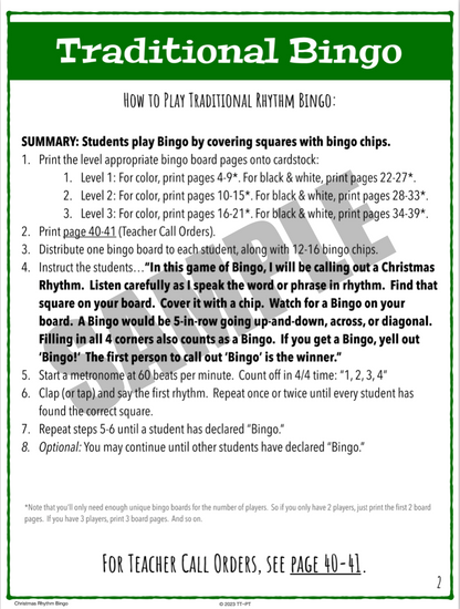 Christmas Rhythm Bingo