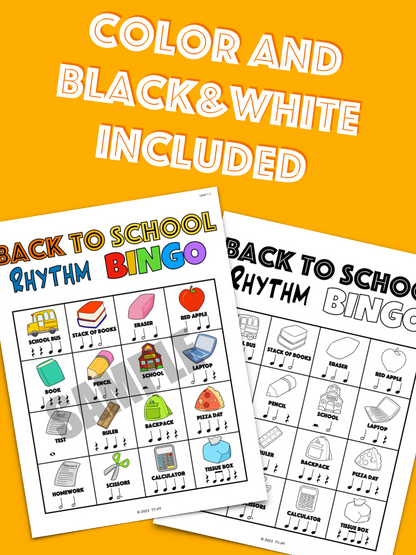 Back to School Rhythm Bingo