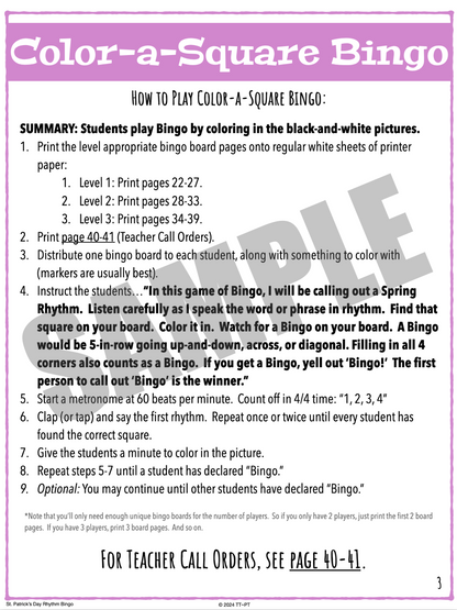 Spring Rhythm Bingo