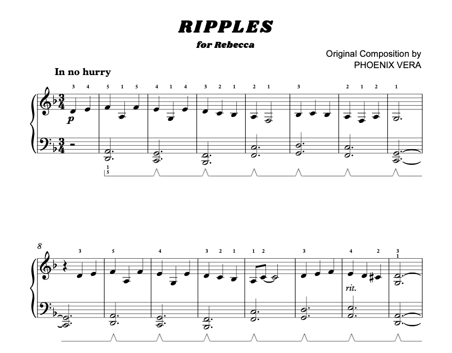 Ripples - Early Intermediate Original Piano Solo Sheet Music
