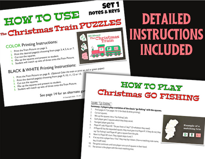 Christmas Train Puzzles Set 1: Notes & Key Names