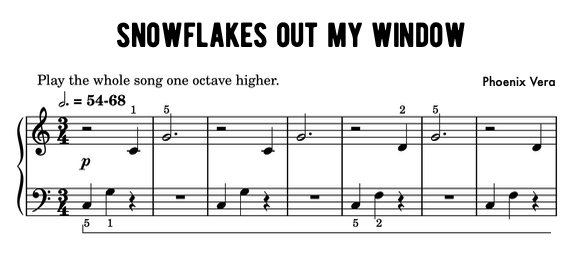 Snowflakes Out My Window - Christmas Elementary Piano Solo Sheet Music