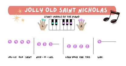 Jolly Old Saint Nicholas - Very Early Elementary Piano Solo Sheet Music (Pre-Reading Christmas)