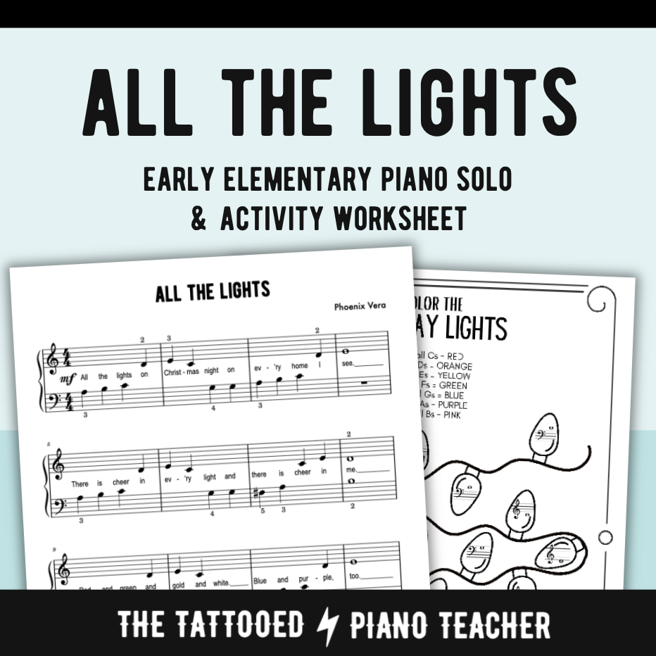 All the Lights - Christmas Early Elementary Piano Solo Sheet Music & Activity