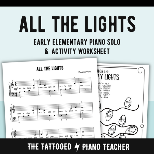 All the Lights - Christmas Early Elementary Piano Solo Sheet Music & Activity
