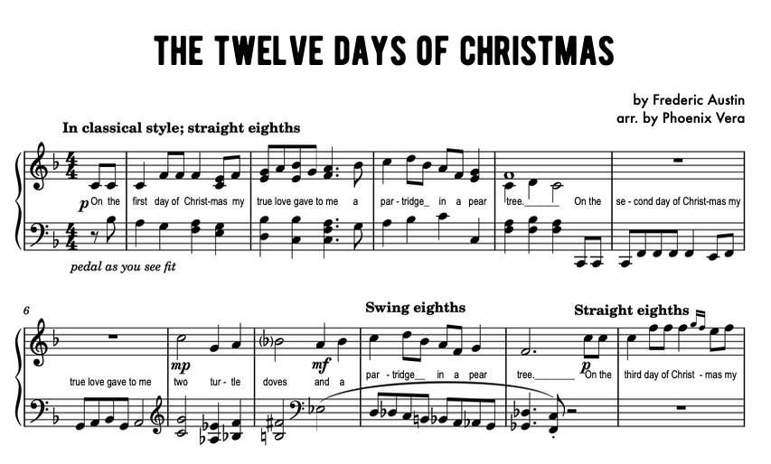 The Twelve Days of Christmas - Early Intermediate Piano Solo Sheet Music
