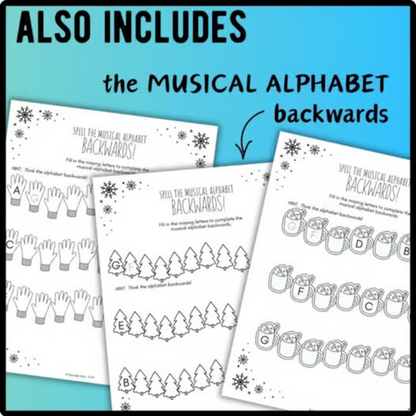 Winter MUSICAL ALPHABET Music Worksheets