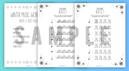 Winter MUSIC MATH Music Worksheets