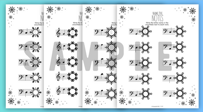 Winter NOTE NAMING Music Worksheets