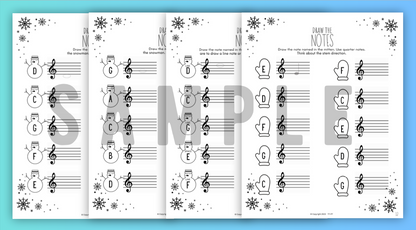 Winter NOTE NAMING Music Worksheets