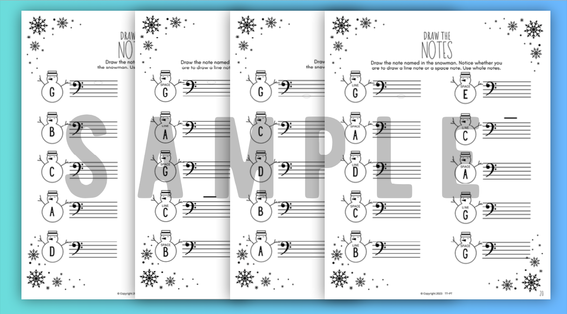 Winter NOTE NAMING Music Worksheets