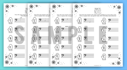Winter NOTE NAMING Music Worksheets