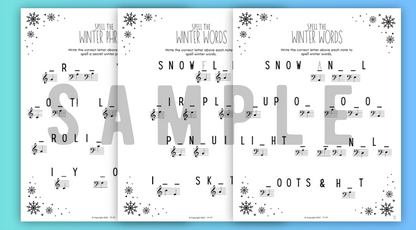 Winter NOTE NAMING Music Worksheets
