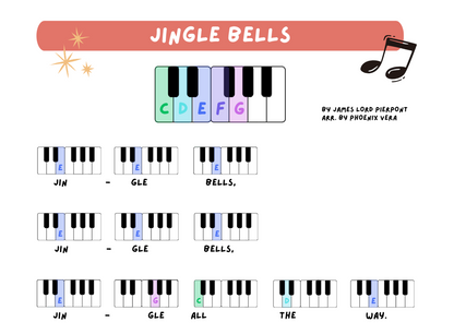 Jingle Bells - Early Elementary Piano Solo Sheet Music (Pre-Reading Christmas)