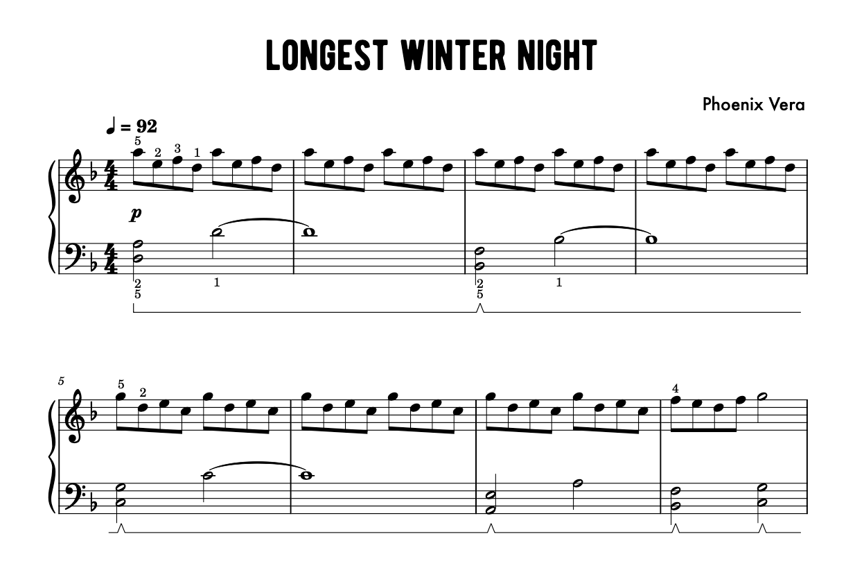 Longest Winter Night - Late Elementary Piano Solo Sheet Music