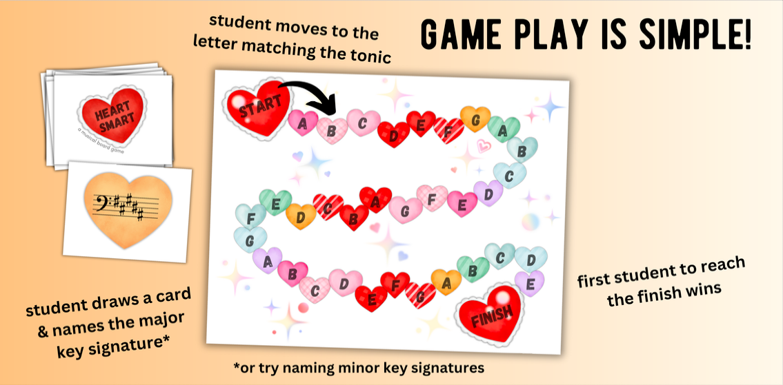 Level 4 Valentine's Day Key Signatures Board Game