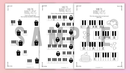 Valentine's Day PIANO KEYS Music Worksheets