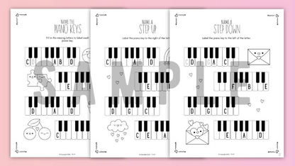 Valentine's Day PIANO KEYS Music Worksheets