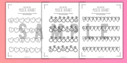 Valentine's Day MUSICAL ALPHABET Music Worksheets