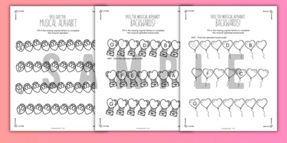 Valentine's Day MUSICAL ALPHABET Music Worksheets
