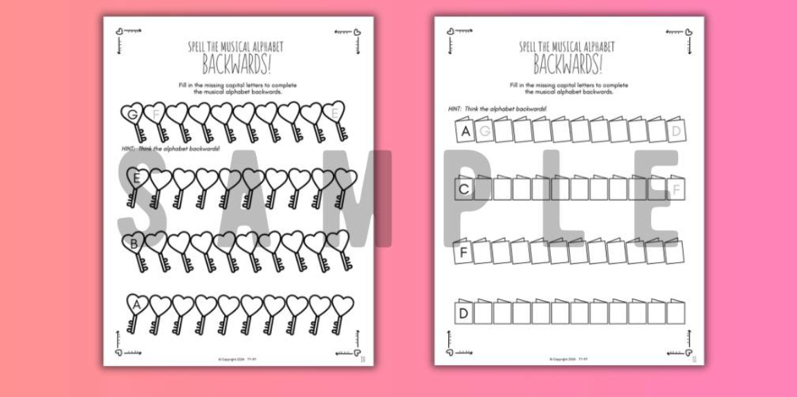 Valentine's Day MUSICAL ALPHABET Music Worksheets