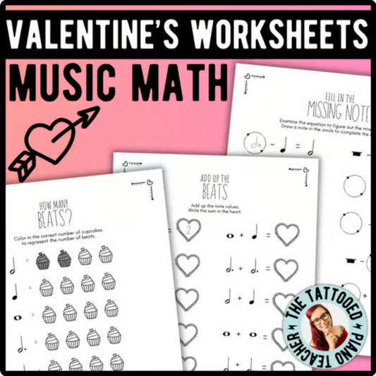 Valentine's Day MUSIC MATH Music Worksheets