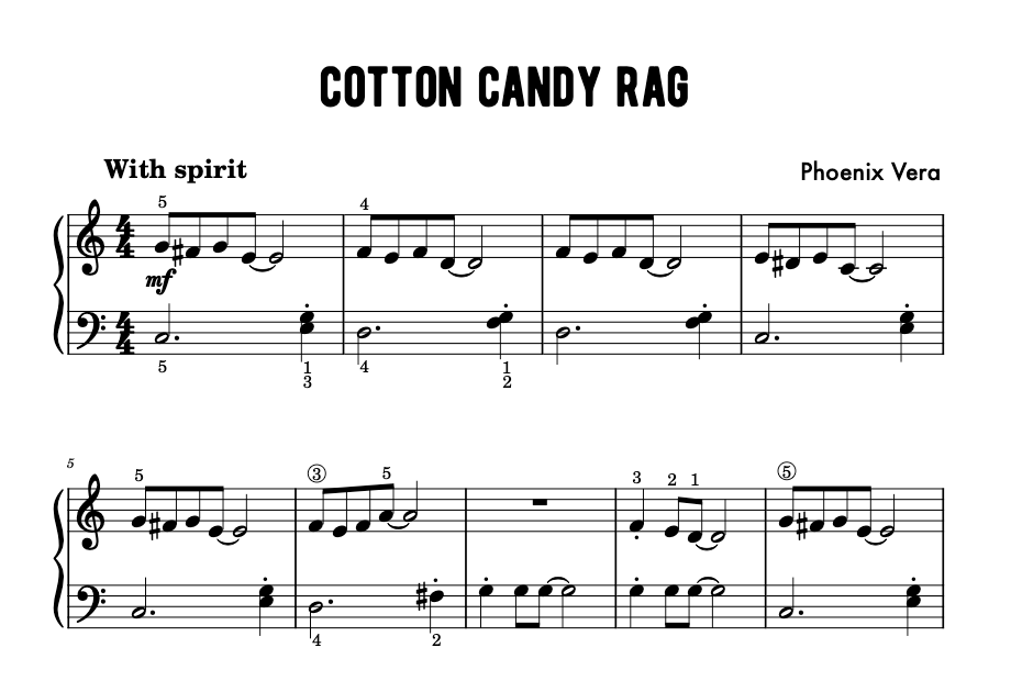 Cotton Candy Rag - Elementary Piano Solo Sheet Music