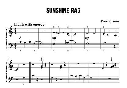 Sunshine Rag - Early Elementary Piano Solo Sheet Music