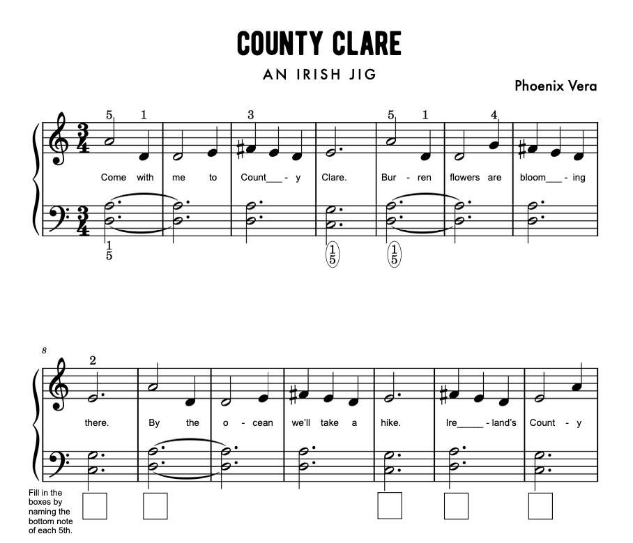 County Clare - Irish Jig Elementary Piano Solo Sheet Music