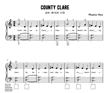 County Clare - Irish Jig Elementary Piano Solo Sheet Music