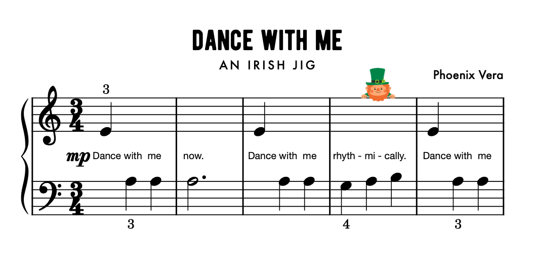Dance With Me - Irish Jig Early Elementary Piano Solo Sheet Music