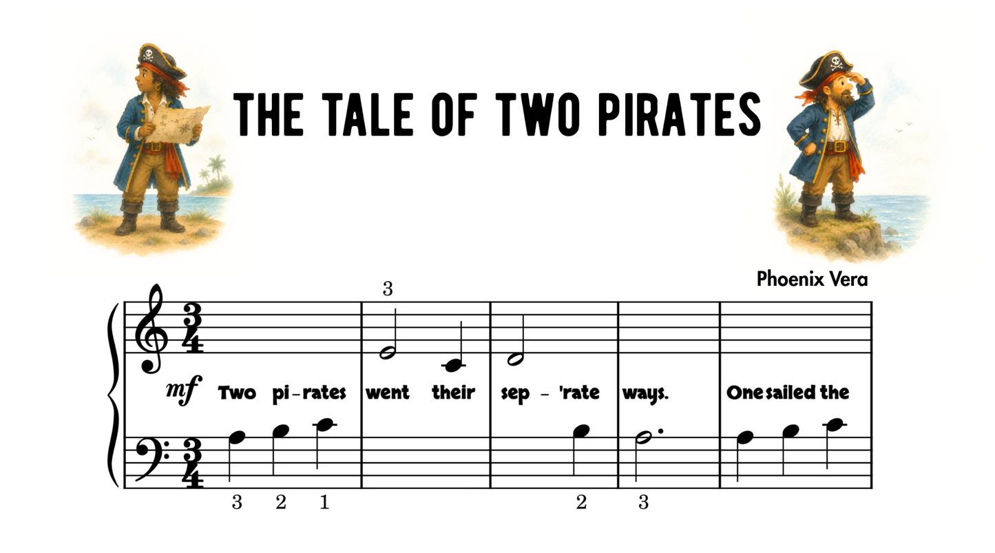 The Tale of Two Pirates - Early Elementary Fantasy Piano Solo Sheet Music
