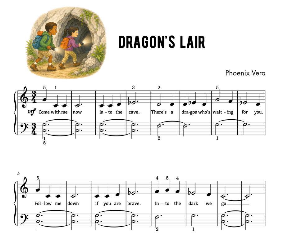 Dragon's Lair - Elementary Fantasy Piano Solo Sheet Music