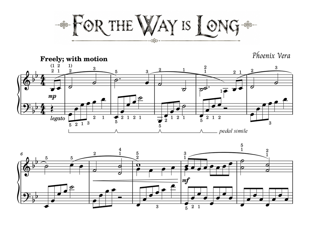For the Way is Long - Level 5 Intermediate Original Fantasy Piano Solo Sheet Music